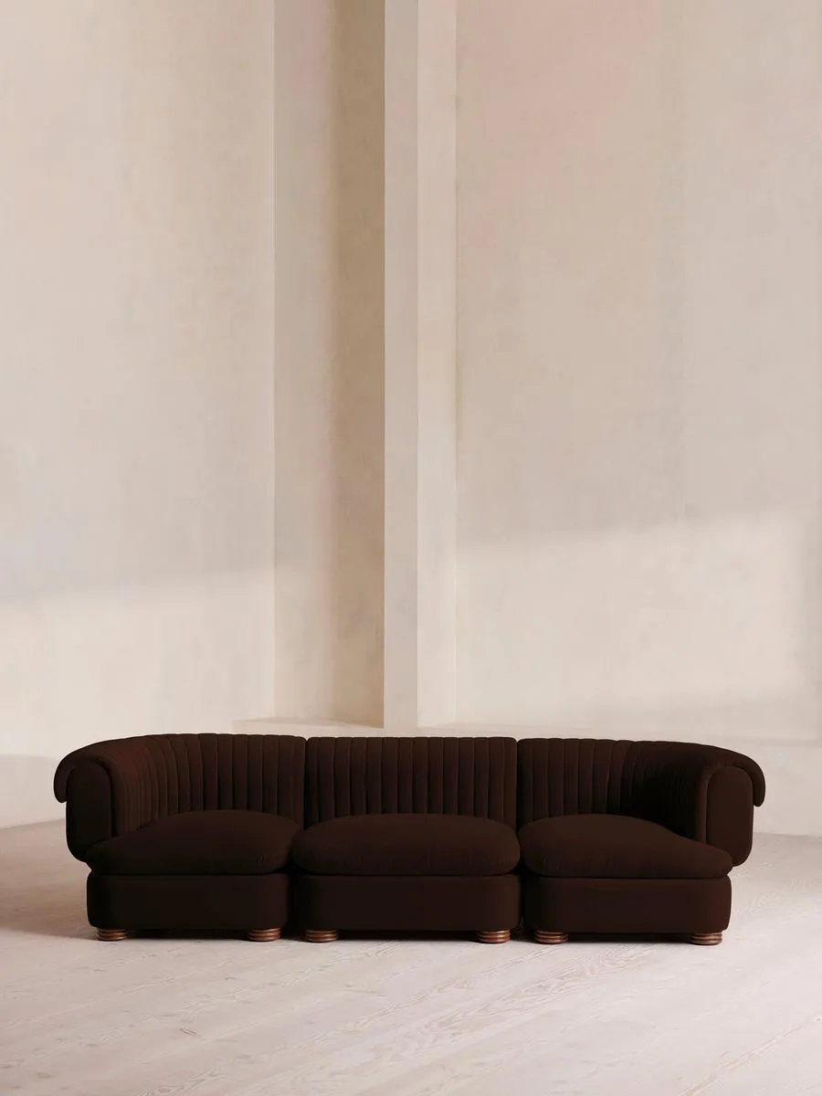 Rava Modular Sofa, Four Seater, Velvet, Chocolate