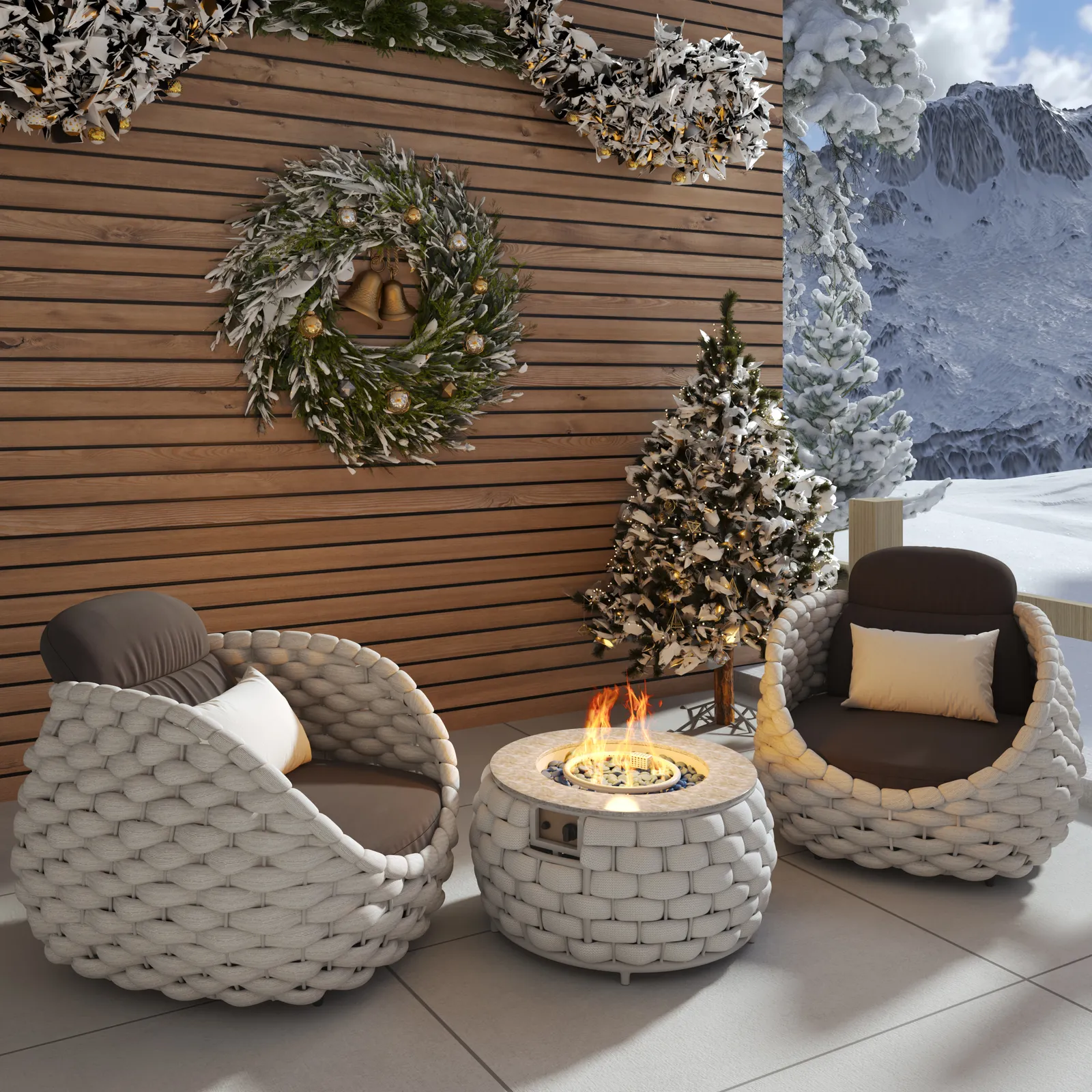 Smokeless Propane Outdoor Fire Pit Table Round Patio Furniture Firepit in Aluminum Alloy (3500 mm High)