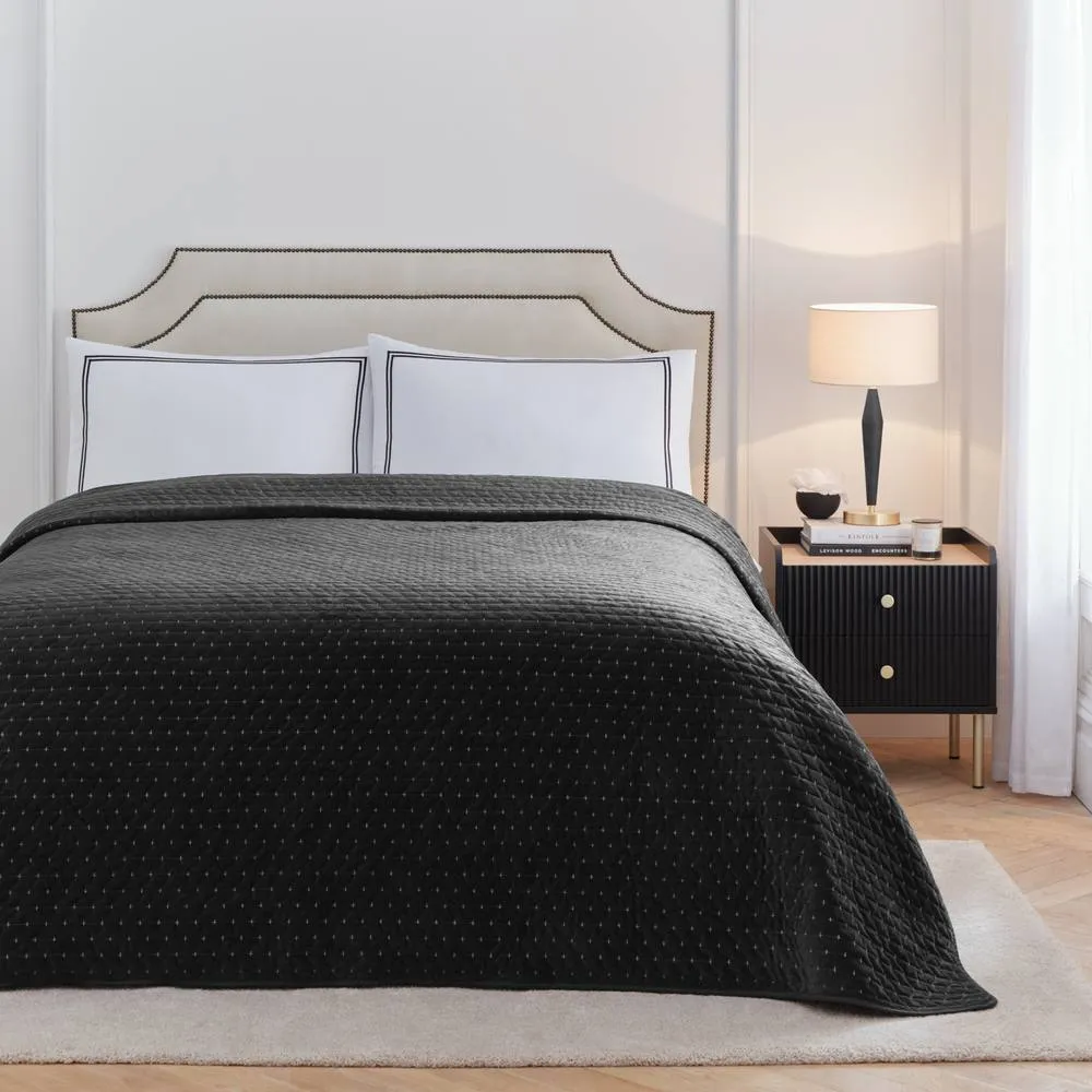 Paoletti Elara 100% Cotton Embroidered Duvet Cover Set in Black 4