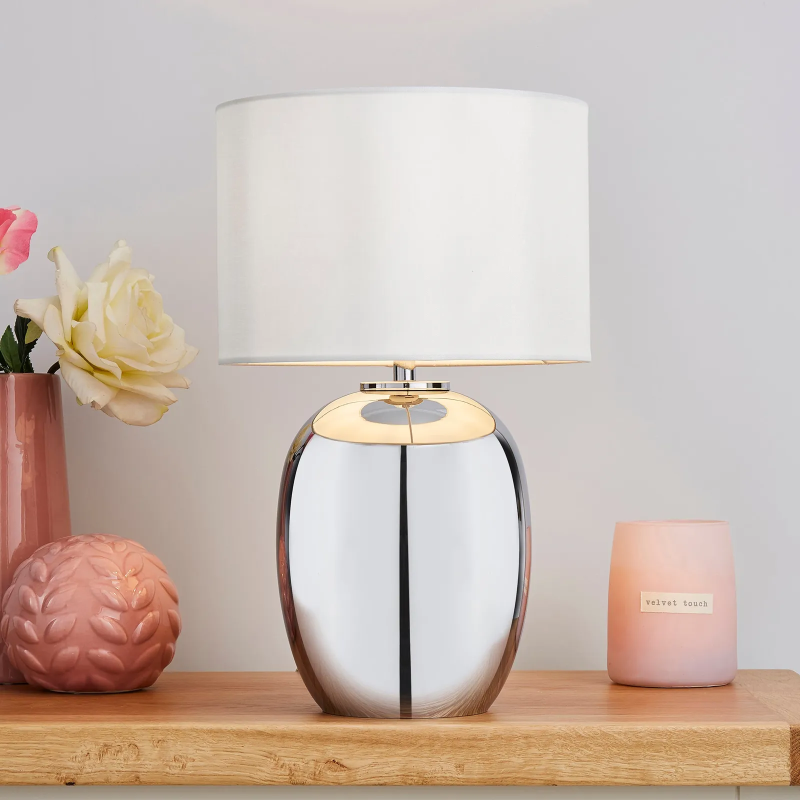 Seychelles Mini Smoked Table Lamp Silver and White
