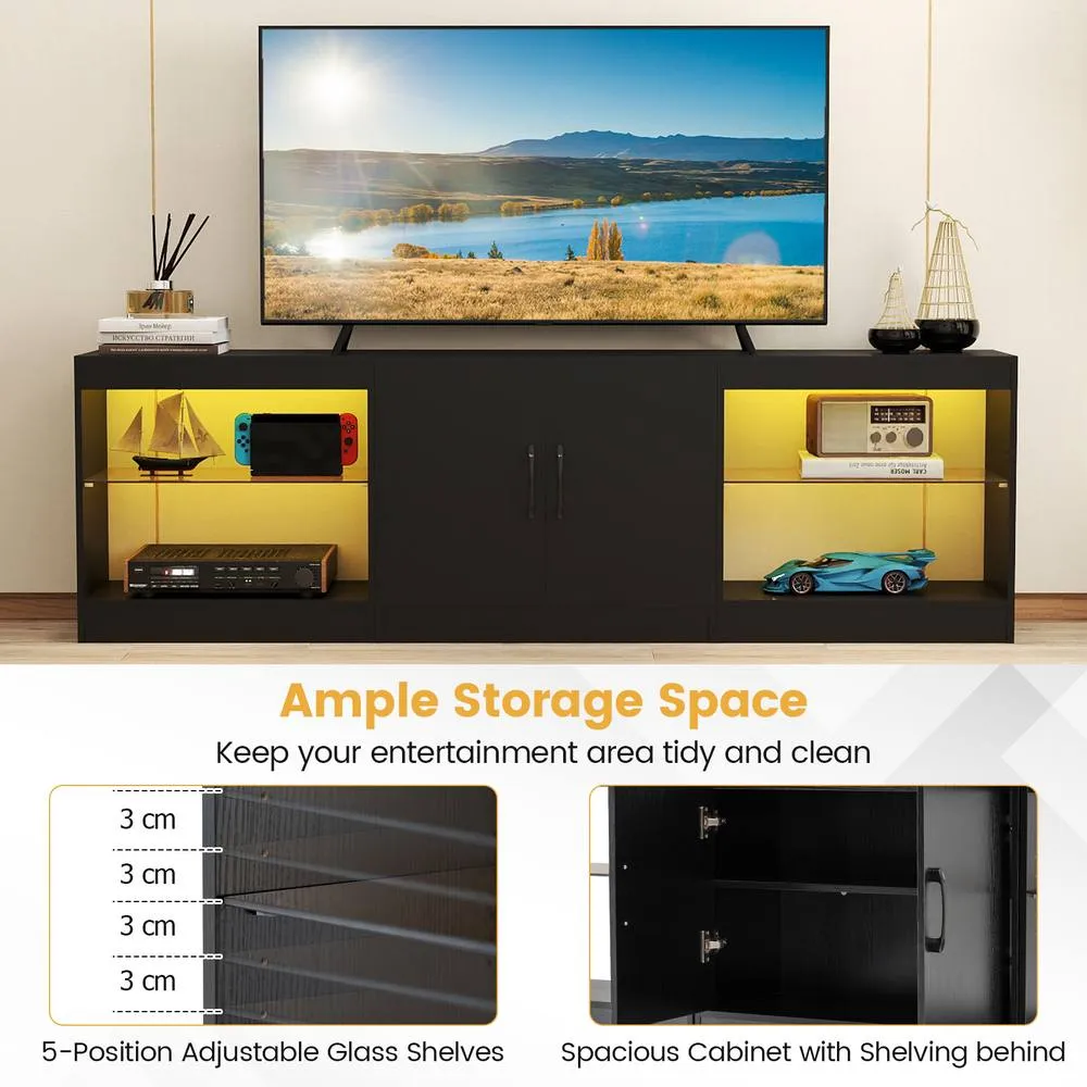 Costway Modular TV Stand for 85" TVs 3-in-1 Entertainment Center w/LED Lights in Black 4