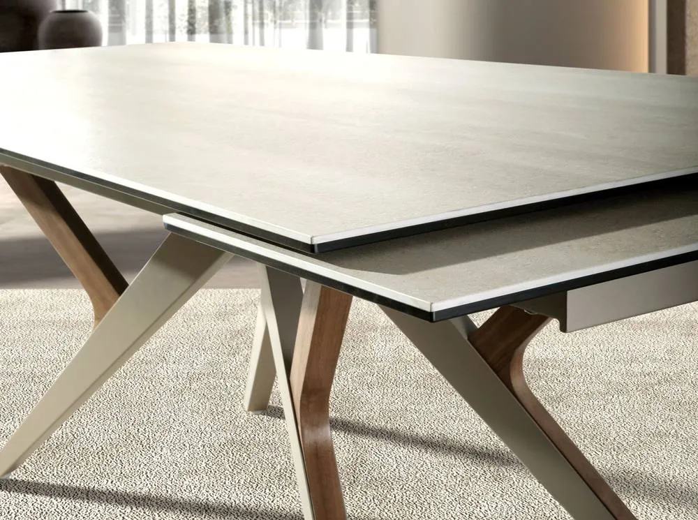 Angel Cerda Sand Porcelain Marble Extendable Dining Table in Light Sand 5