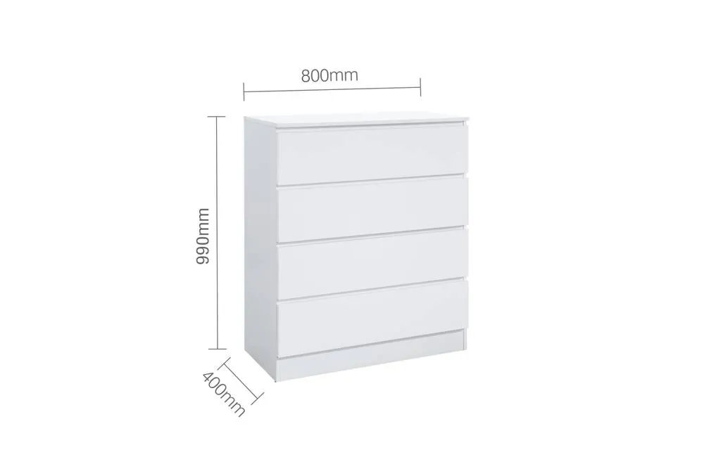 Birlea Oslo 4 Drawer Chest White 6