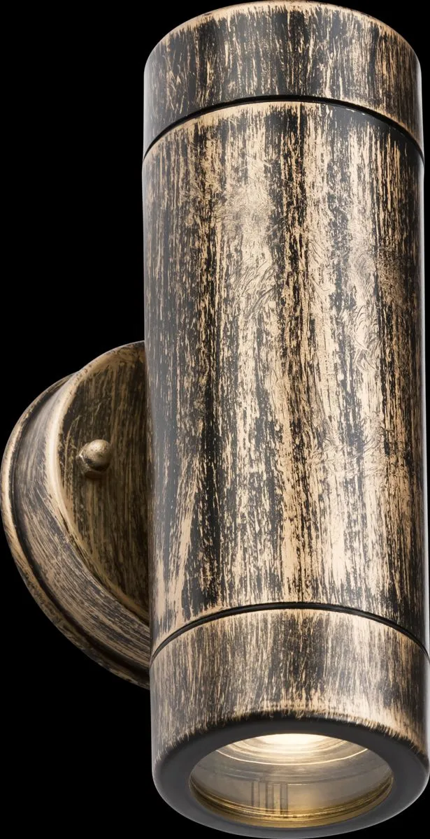 Netlighting Knightsbridge EAMON 230V IP54 GU10 Polycarbonate UpDown Wall light Brushed Brass EA2BB in Yellow