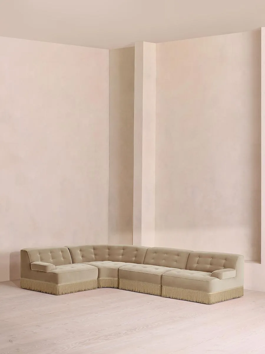 Elowen Modular Sofa, L-Shape Sofa, Velvet, Oyster