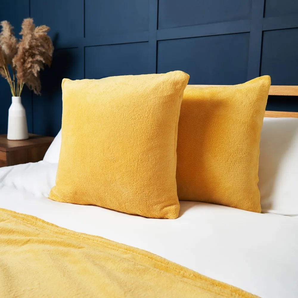 Small Microfleece Cushion, Ochre 1