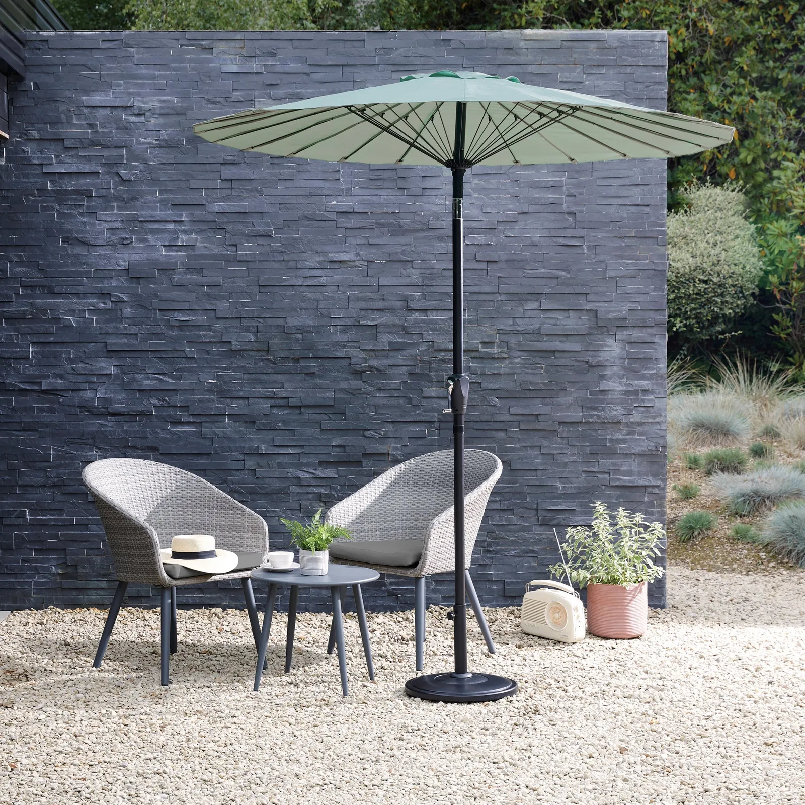Budapest 2 Seater Rattan Coffee Set Light Grey