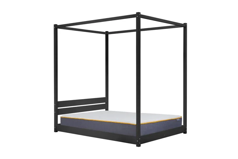 Birlea Four Poster Bed Frame Solid Wood 4 Poster Canopy Darwin in Black 4