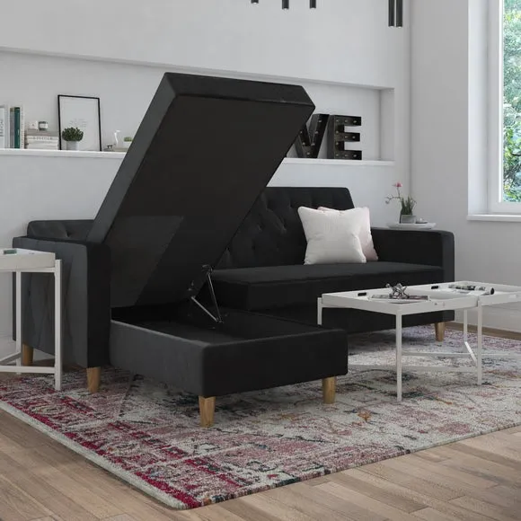 Cosmo Living Liberty Velvet Corner Chaise Double Sofa Bed 2