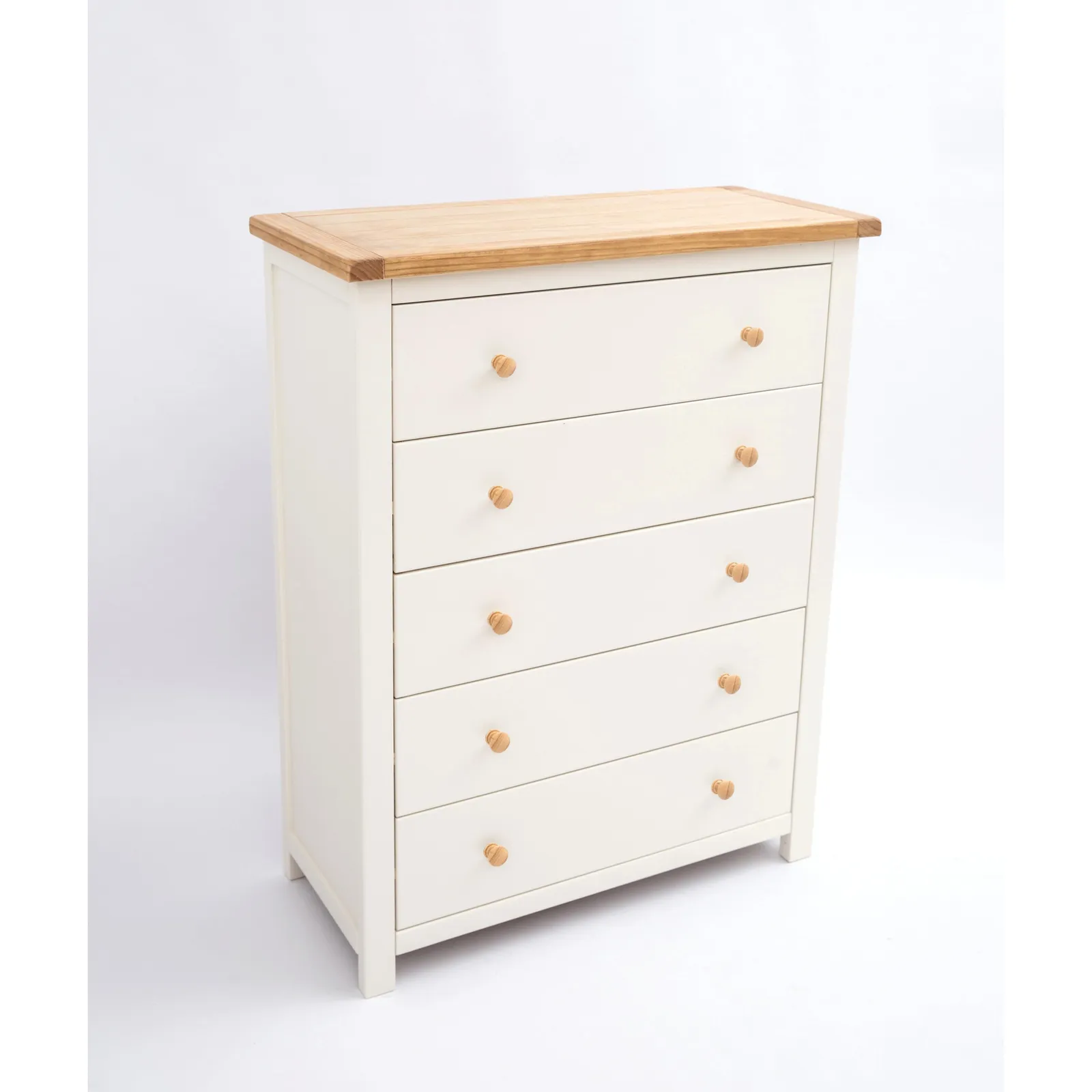 Cabinet Bits Maggiori 5 Drawer Chest of Drawers Wood Knob in Off-White 3