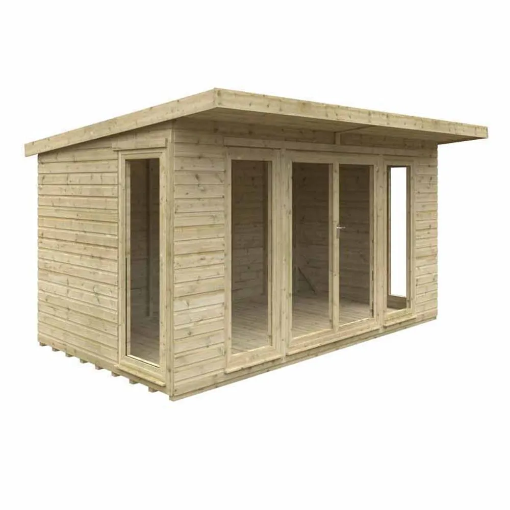 Buttercup Farm 14x8 Feet Tanalised Garden Studio 16mm Shed - Solid Wood/Softwood/Pine in Natural