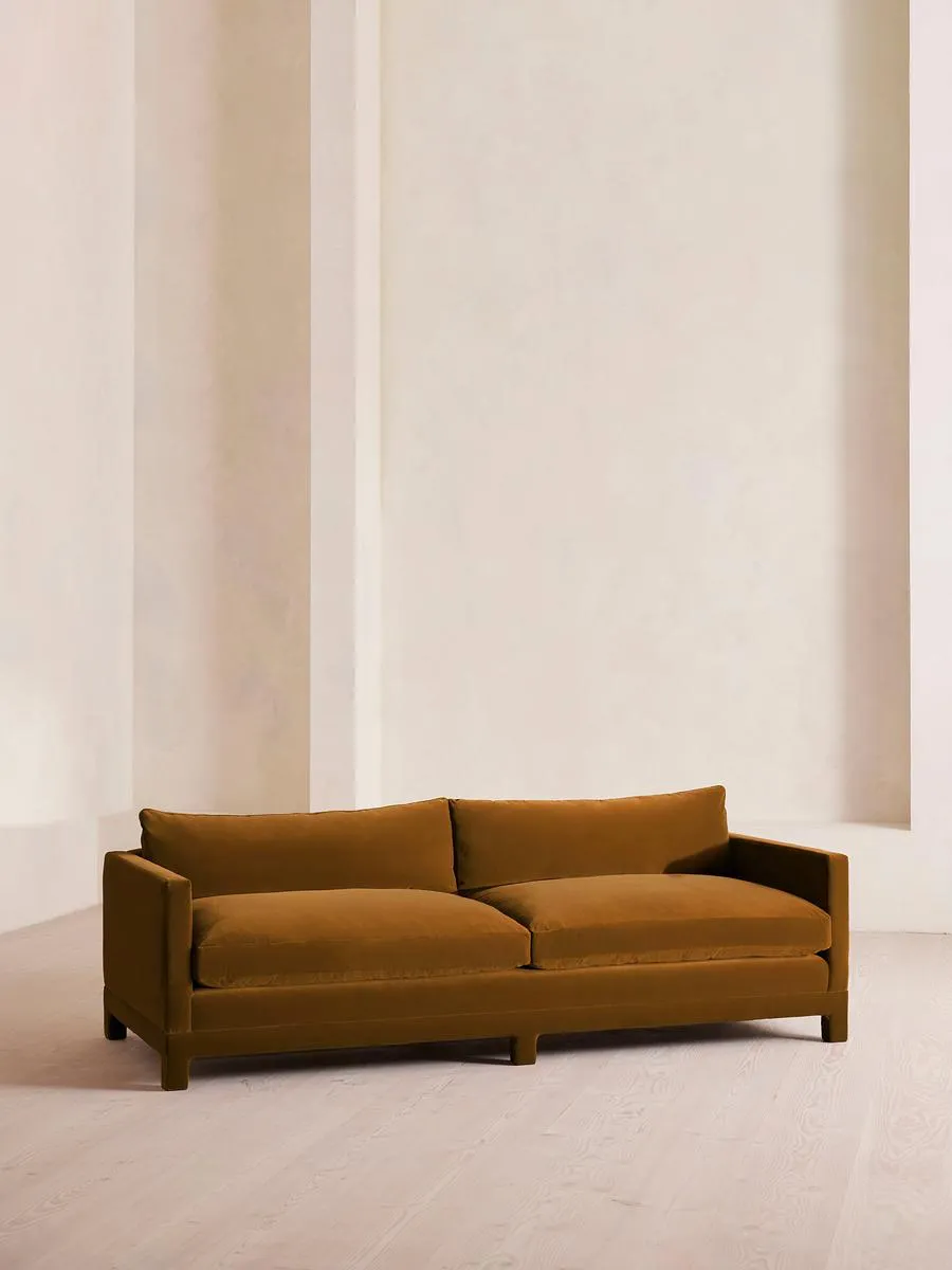 Ashford Four Seater Sofa, Velvet, Mustard