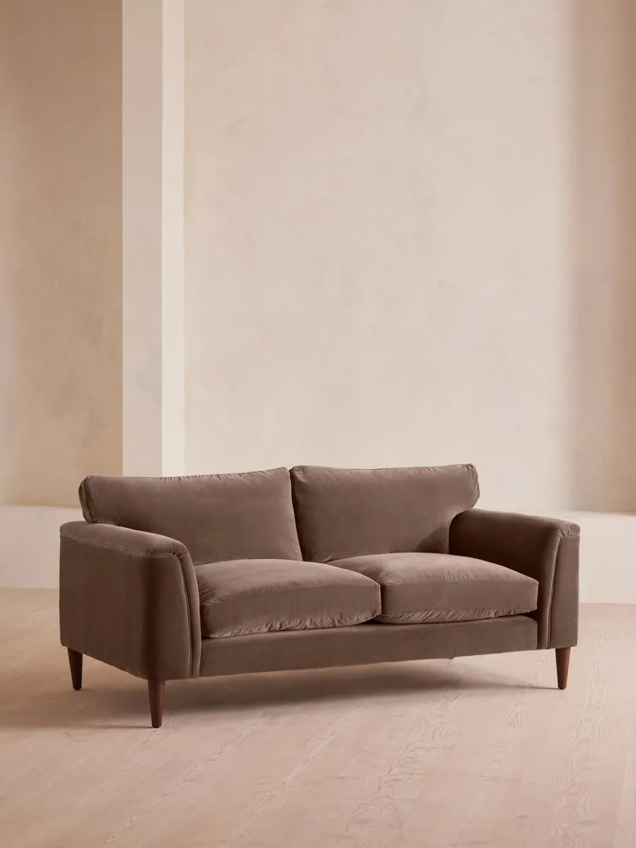Reya Two Seater Sofa, Velvet, Taupe