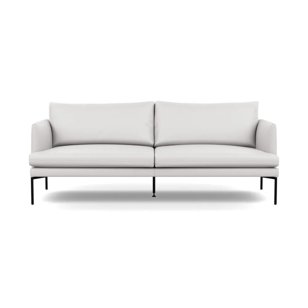 Heal's Matera 3 Seater Sofa Leather Grain White 000 Black Feet 1