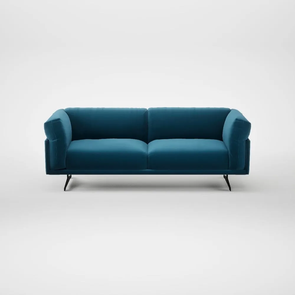 Heal's Novara 3 Seater Sofa Smart Velvet Ocean Blue Black Feet