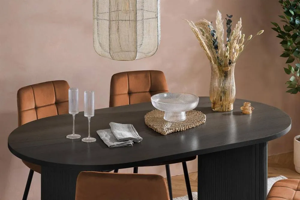Birlea Axel Oval Fluted Dining Set Table With 4 Chairs 2