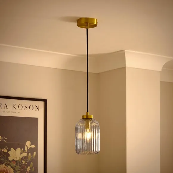Riley Ribbed Adjustable Pendant Light 2