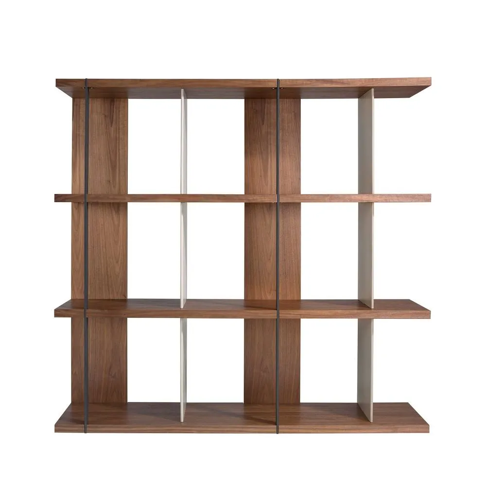 Angel Cerda Walnut Veneer Bookcase Walnut & Grey, 180x40x170 cm 2