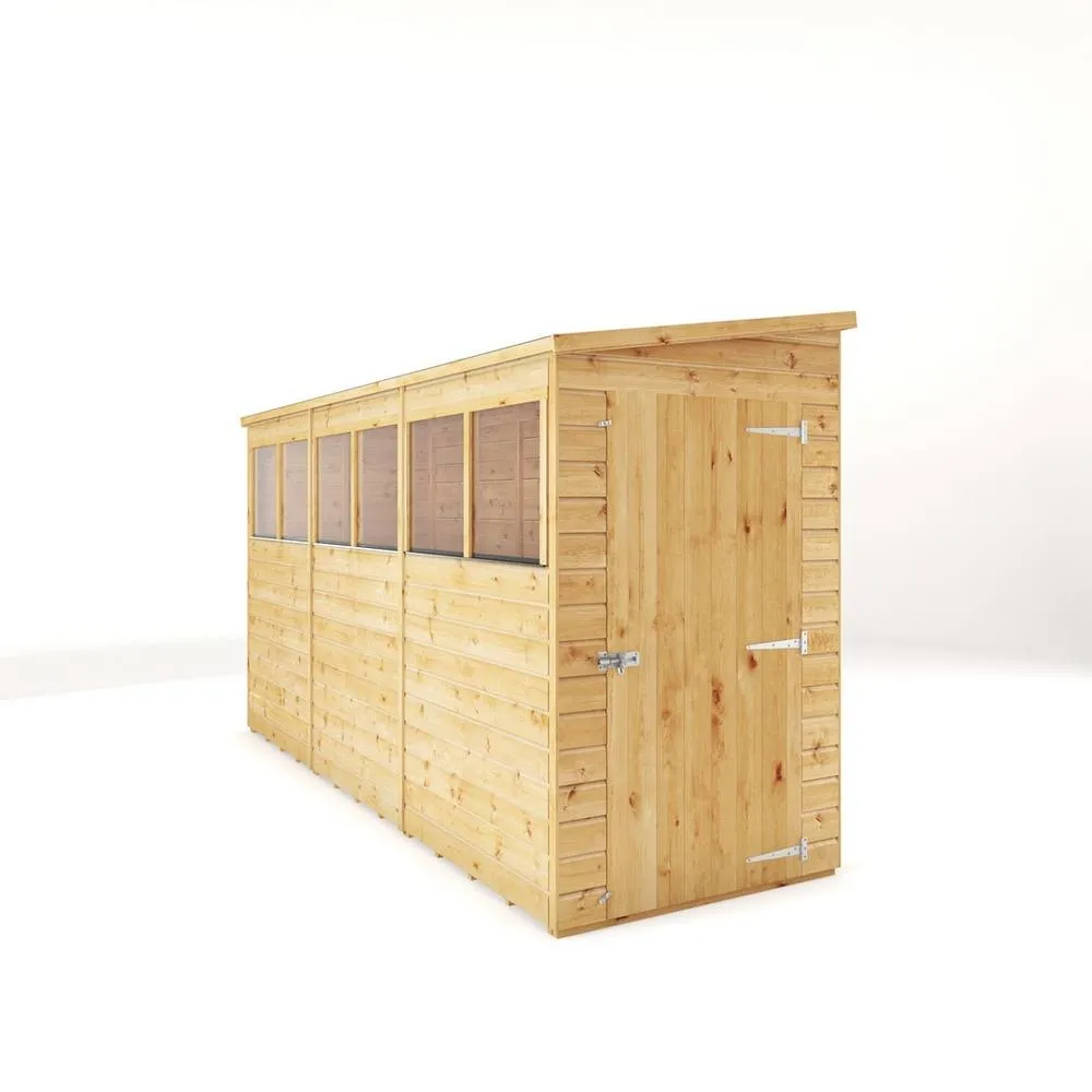 Mercia 12 x 4 Feet Modular Shiplap Pent - Wood - L370 x W127.9 x H203.3 cm in Light Brown