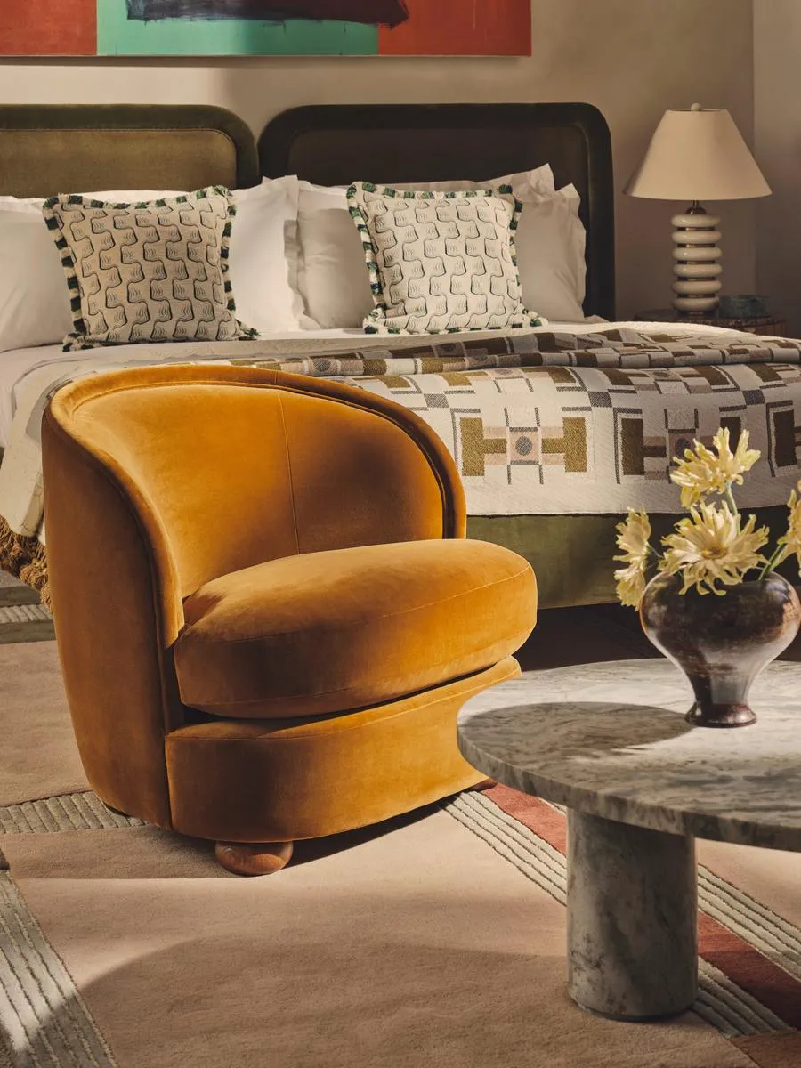 Blair Tub Armchair, Velvet, Mustard