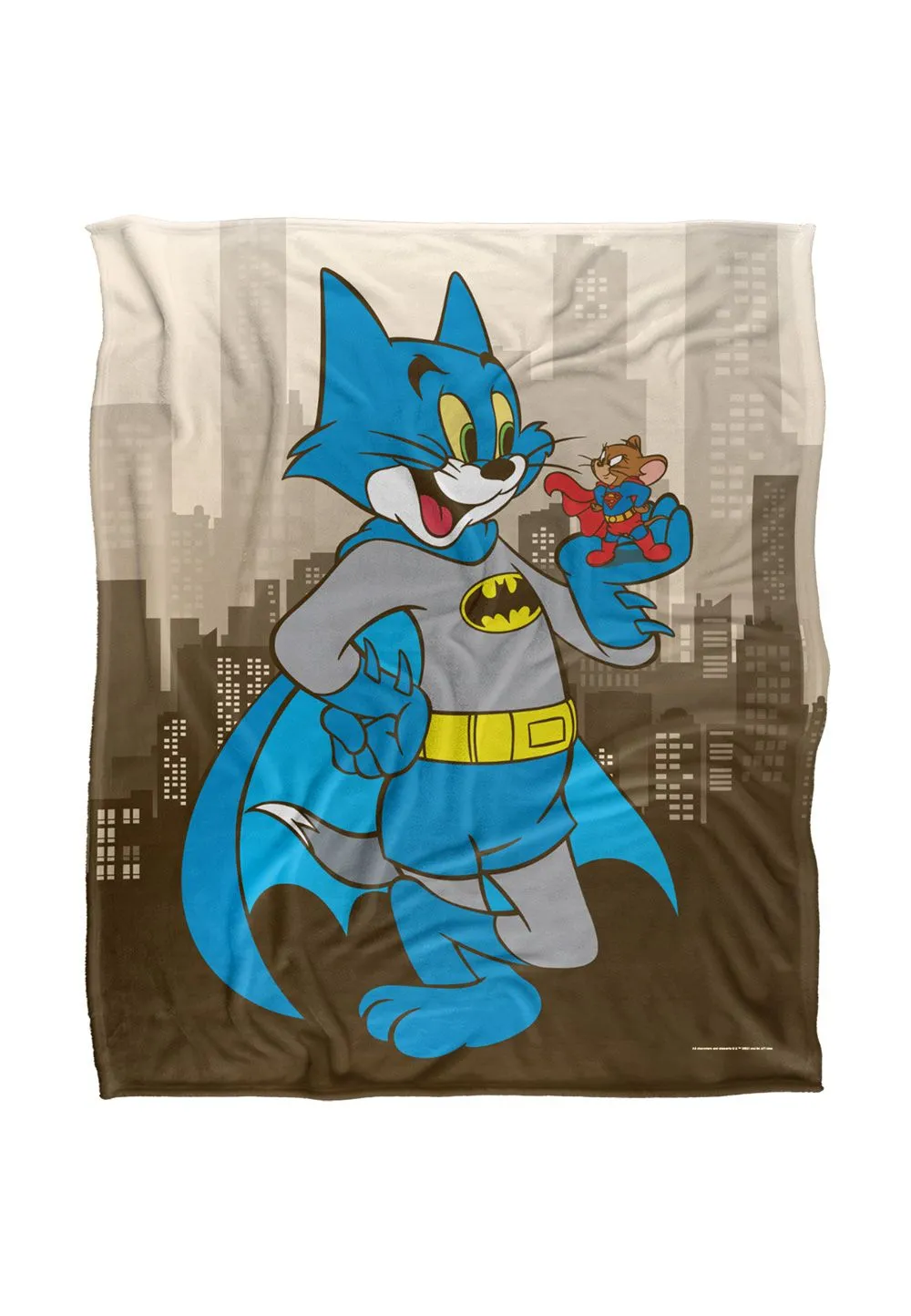 Warner Bros. Tom Batman Superman Jerry Heros In The City Silky Touch Super Soft Throw Blanket 152 X 127 cm in White