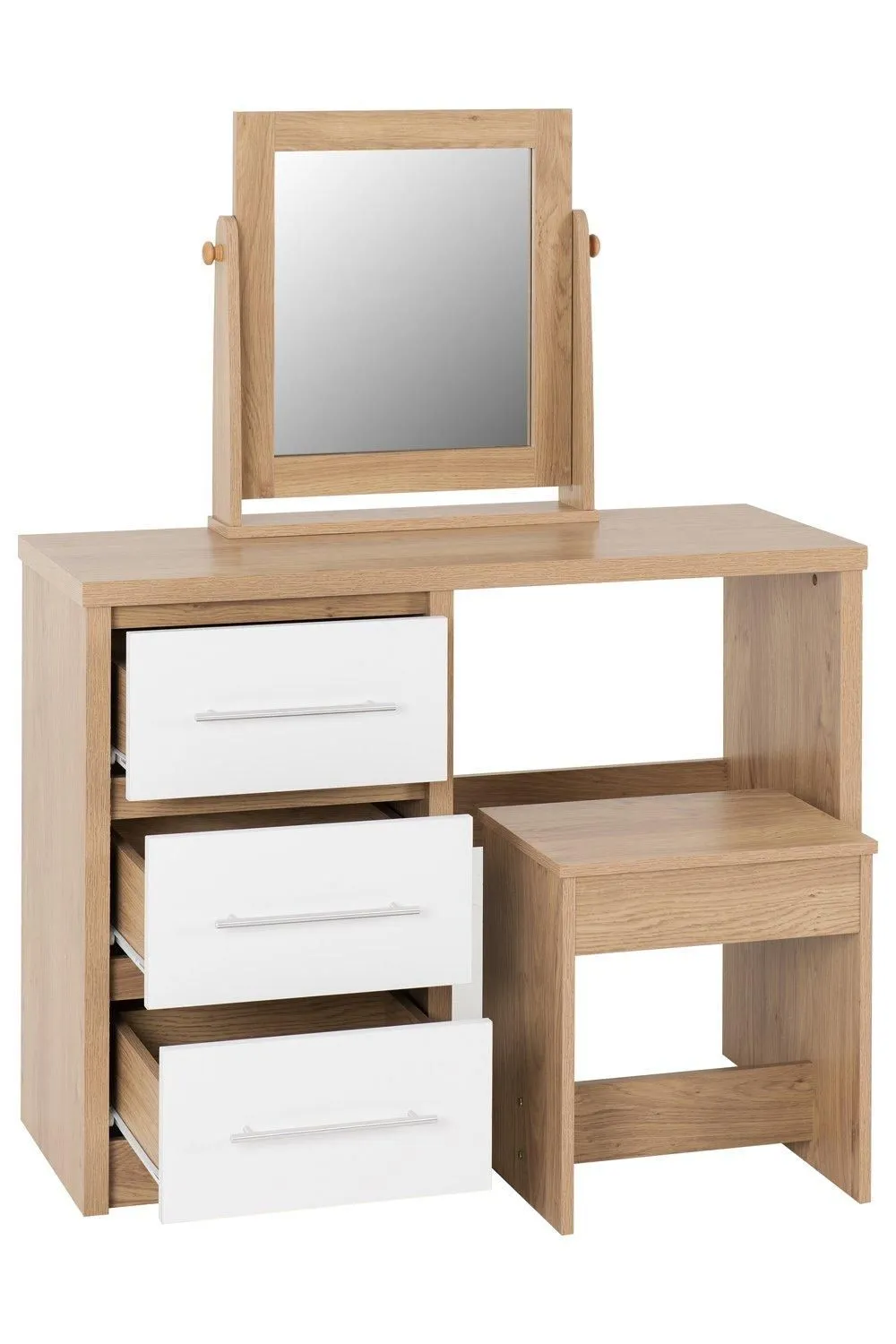 Seconique Seville 3 Drawer Dressing Table Set in White 3