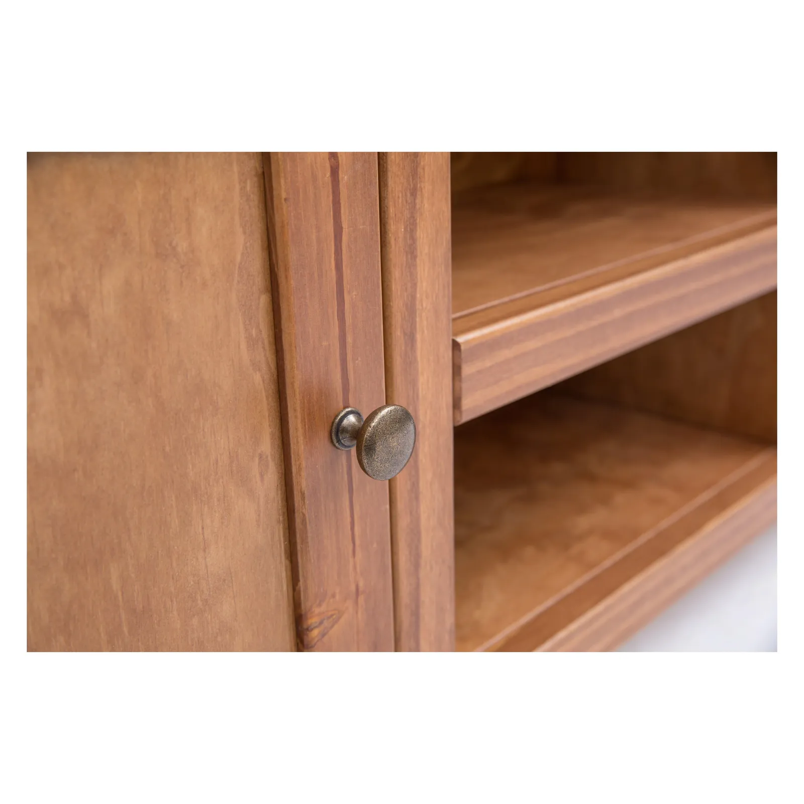 Cabinet Bits Tirolo Lacquered 2 Door TV Cabinet Brass Knob in Brown 6