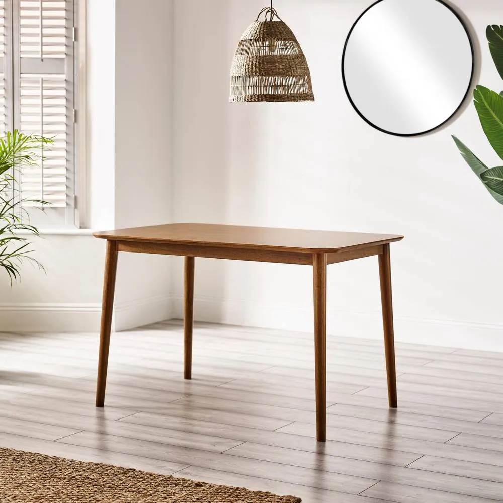 FurnitureboxUK Lynton Walnut Effect Wood Dining Table with 4 Cream Beaumont Chairs 4
