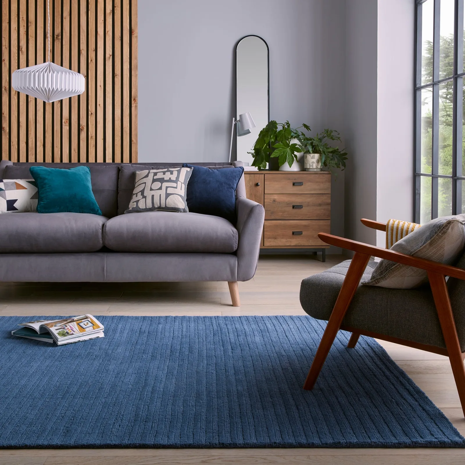 Wool Cord Stripe Rug Wool Cord Indigo