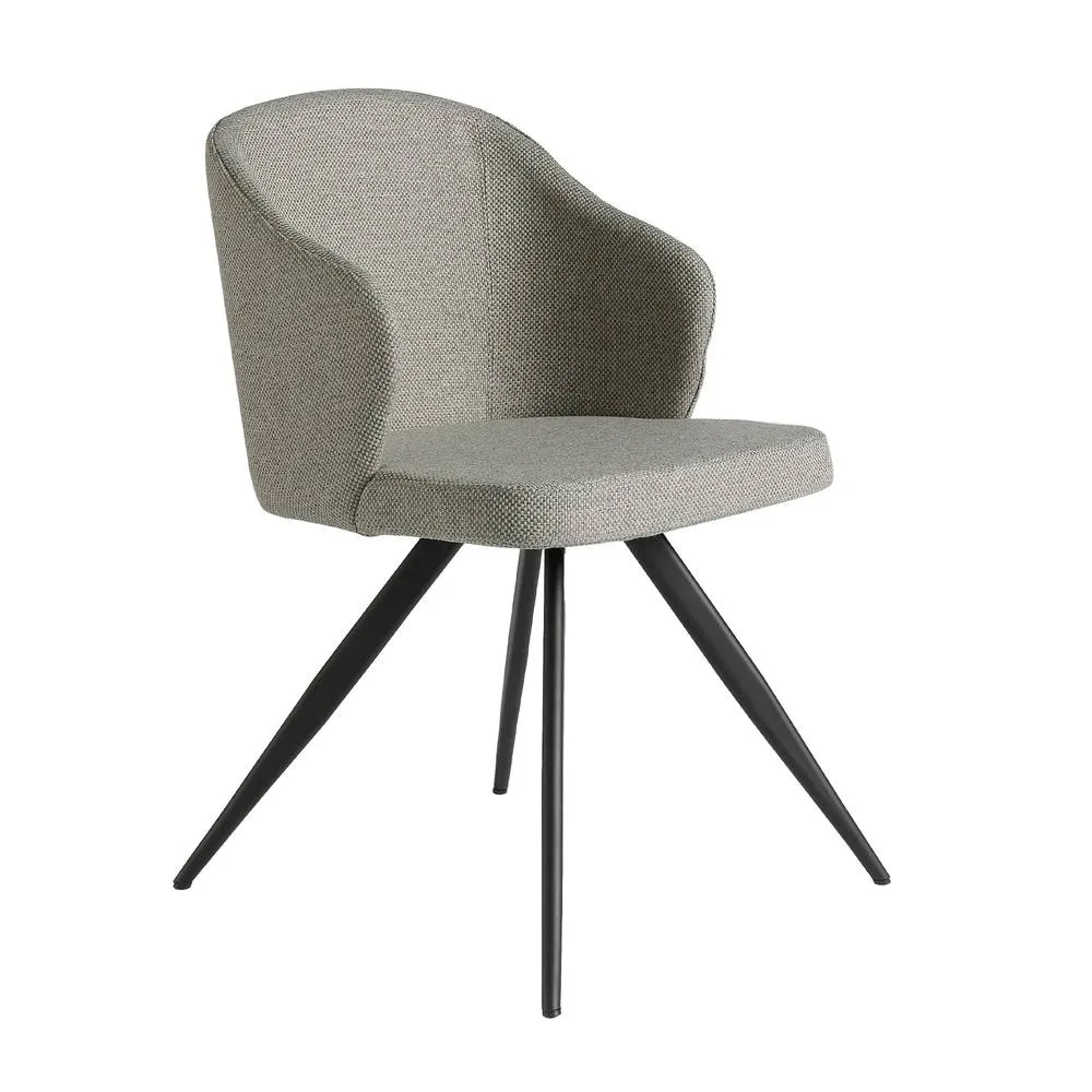 Angel Cerda Grey Fabric Dining Chair with Armrests