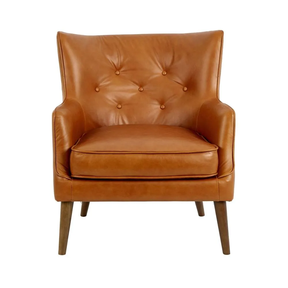 Angel Cerda Brown Chester Armchair, Split Cowhide Leather, Walnut 2
