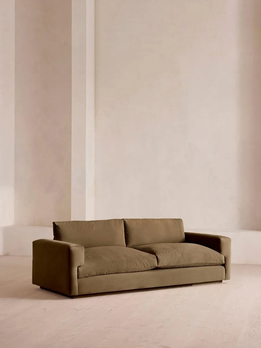 Mossley Three Seater Sofa, Velvet, Truffle