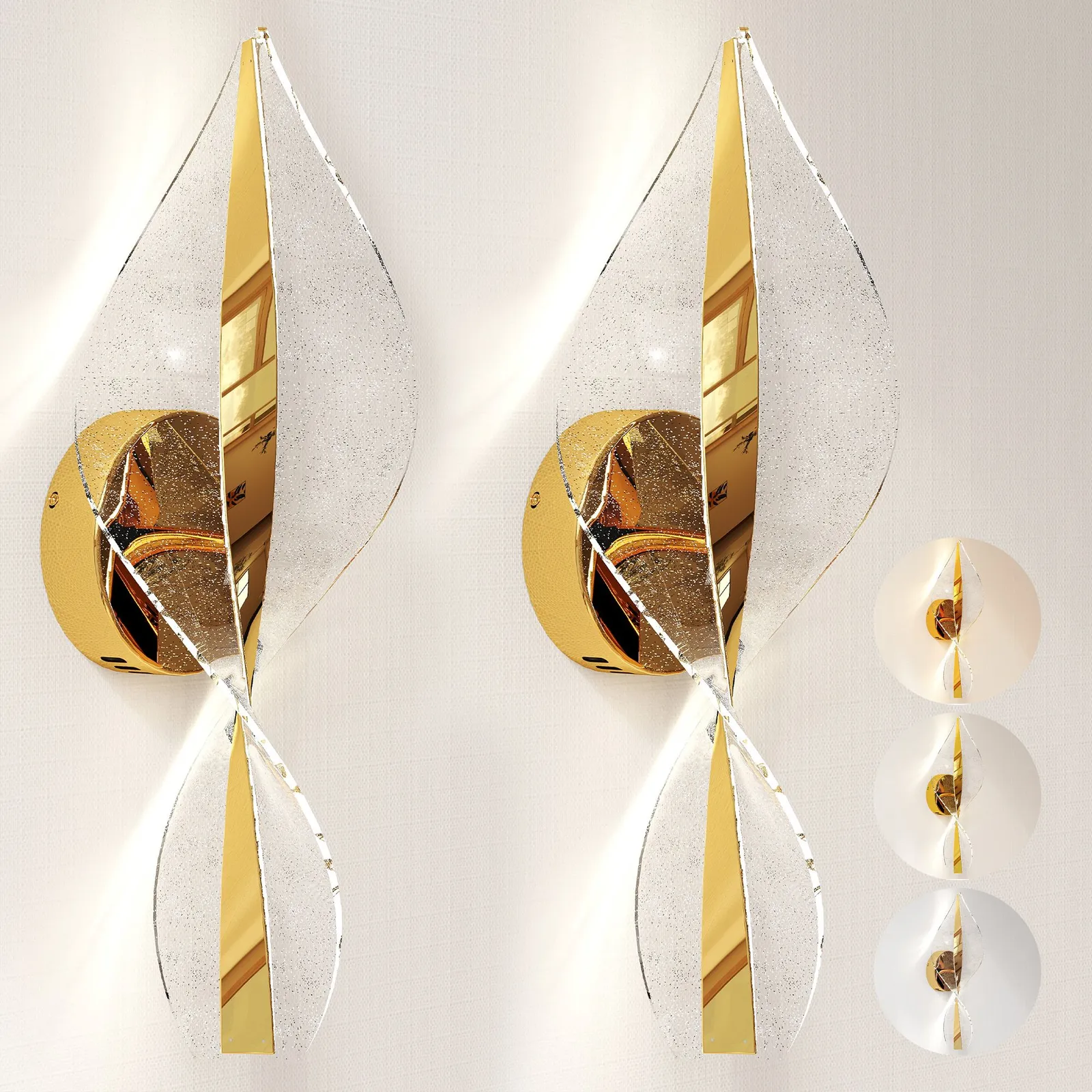 HOMCOM Led Wall Lamp 2 Pack, Modern Indoor Spiral Wall Light in Gold 2
