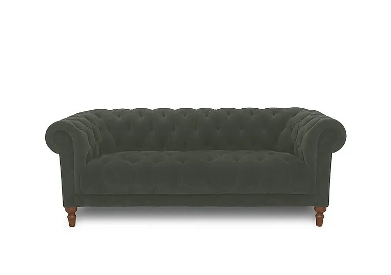 Columbus Fabric 3 Seater Sofa with Wooden Feet - Manhattan Pine