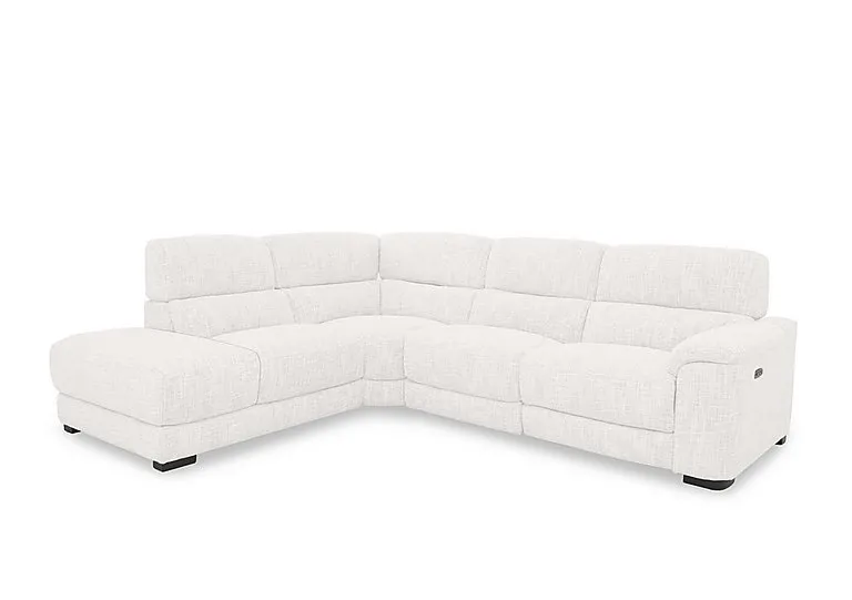 Nova Fabric Power Recliner Storage Chaise End Corner Sofa with Power Headrests - Frost - Sofas and Armchairs - In Time for Christmas