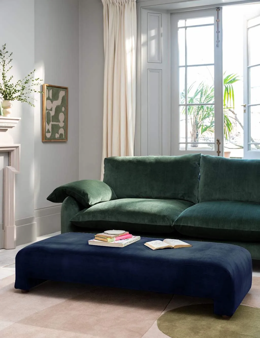 BARKER AND STONEHOUSE Orson Chenille Footstool Navy