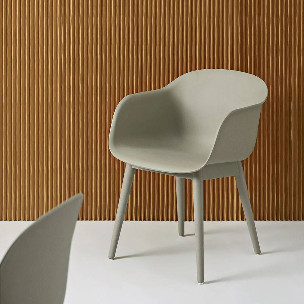 Muuto Fiber Armchair Wood Base Normal Shell Grey/Grey 5
