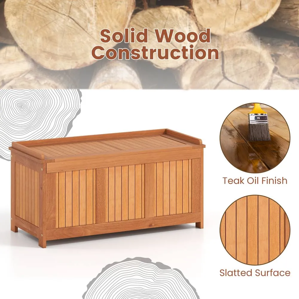 Costway 220L Outdoor Wood Deck Box Patio Storage Bench w/ Flip Top in Brown 6