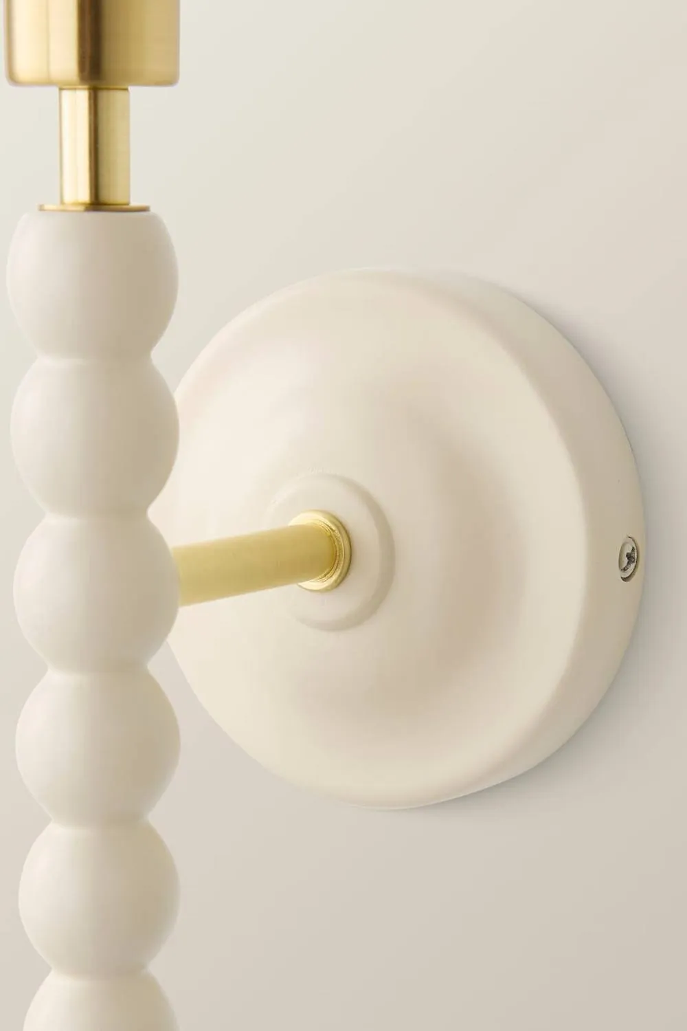 ValueLights Bobbins Wooden Bobble Wall Light Lamp Base in Cream 3