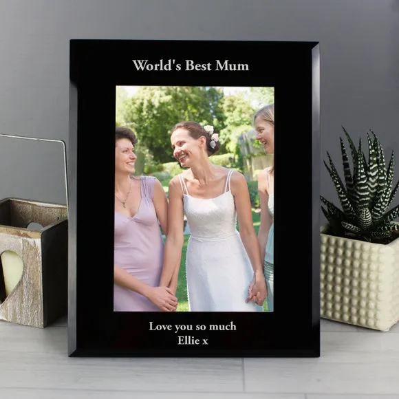 Personalised Portrait Black Glass Photo Frame 6