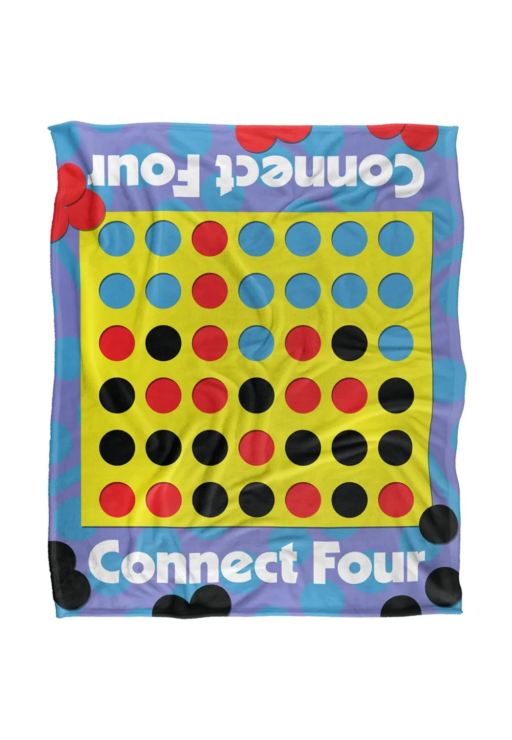 Hasbro Connect Four Board Silky Touch Super Soft Throw Blanket 152 x 127 cm in White