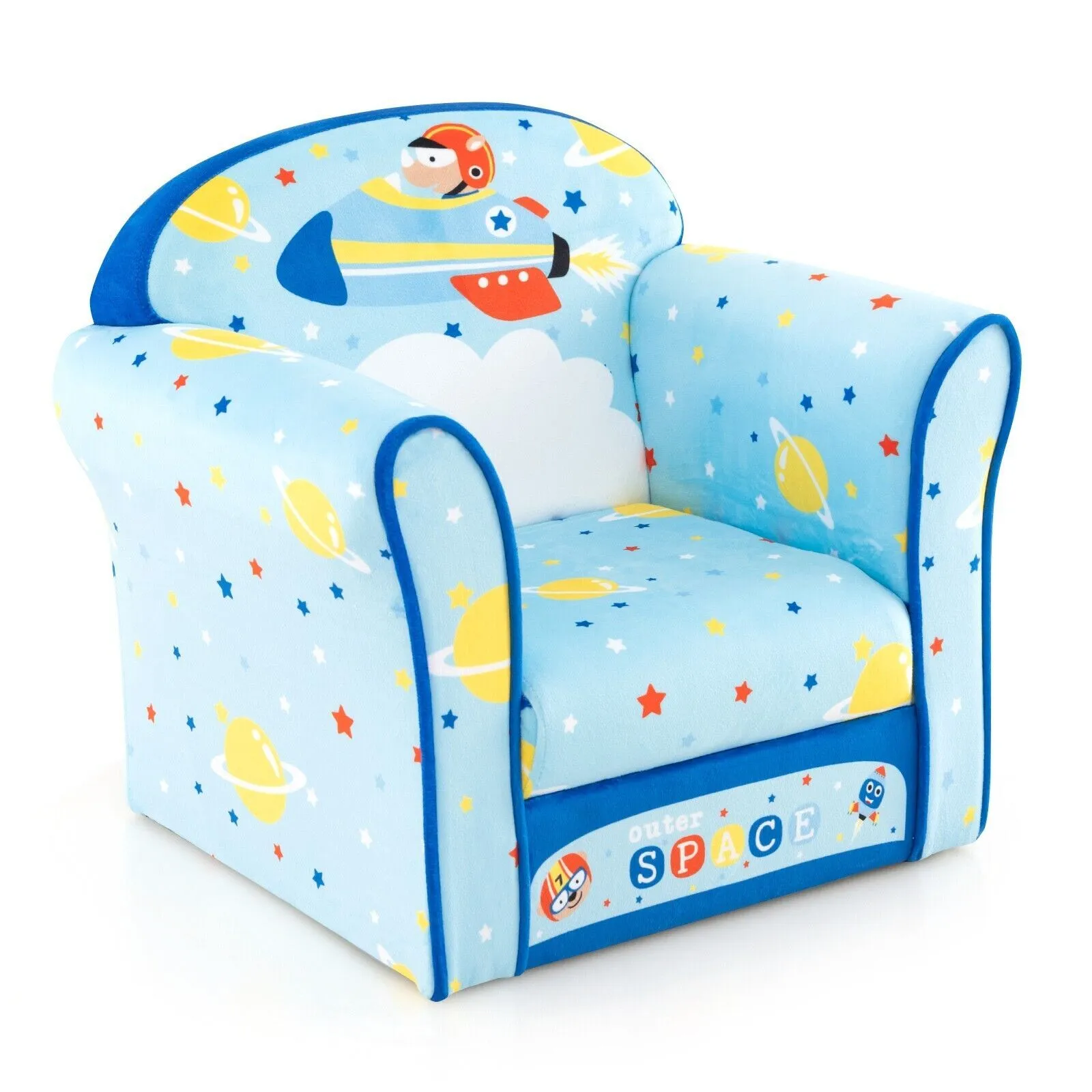 Costway Cute Sofa Children Armrest Upholstered Chair Cute Pattern Armchair Solid Frame