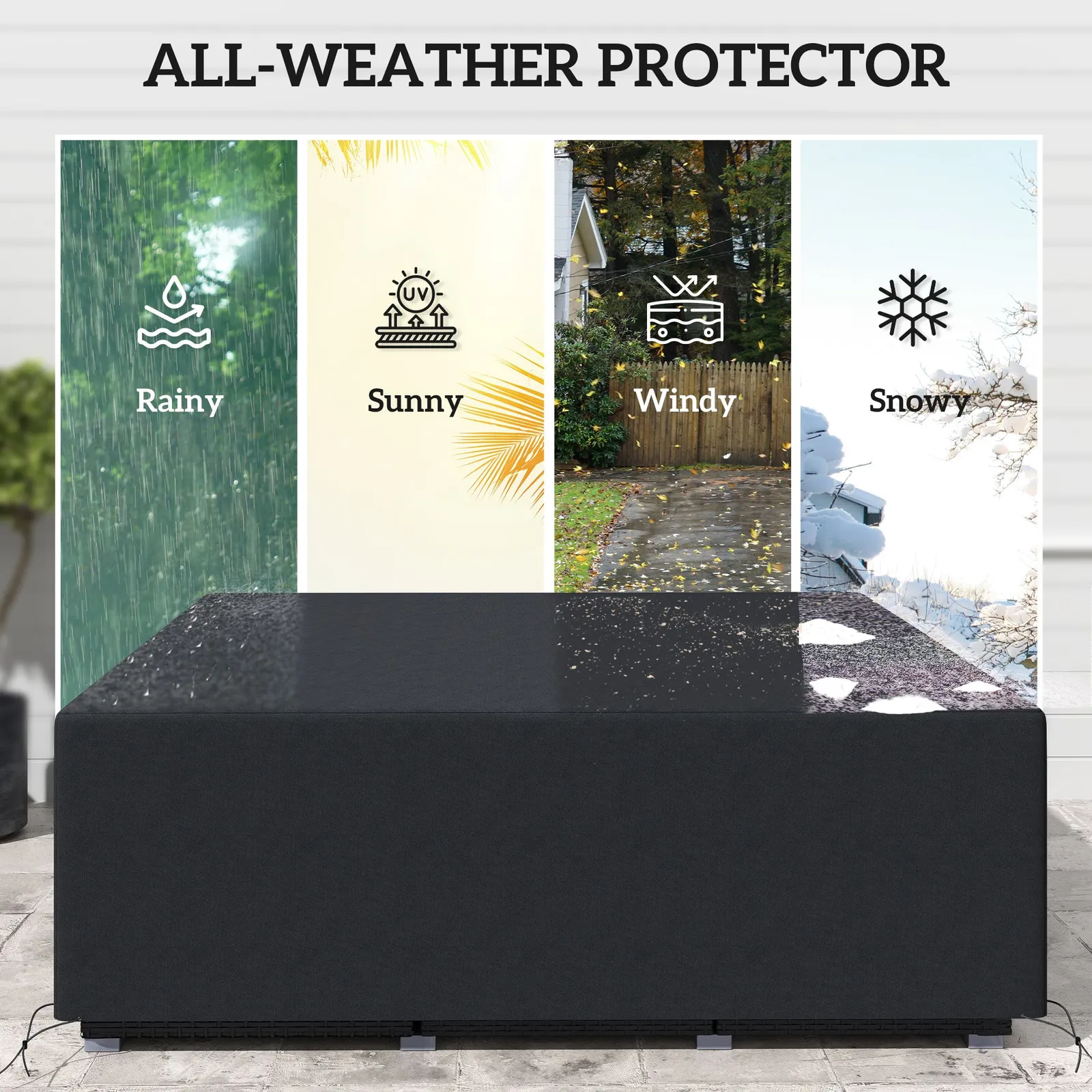 OUTSUNNY 225x210cm Outdoor Garden Furniture Protective Cover Black 4