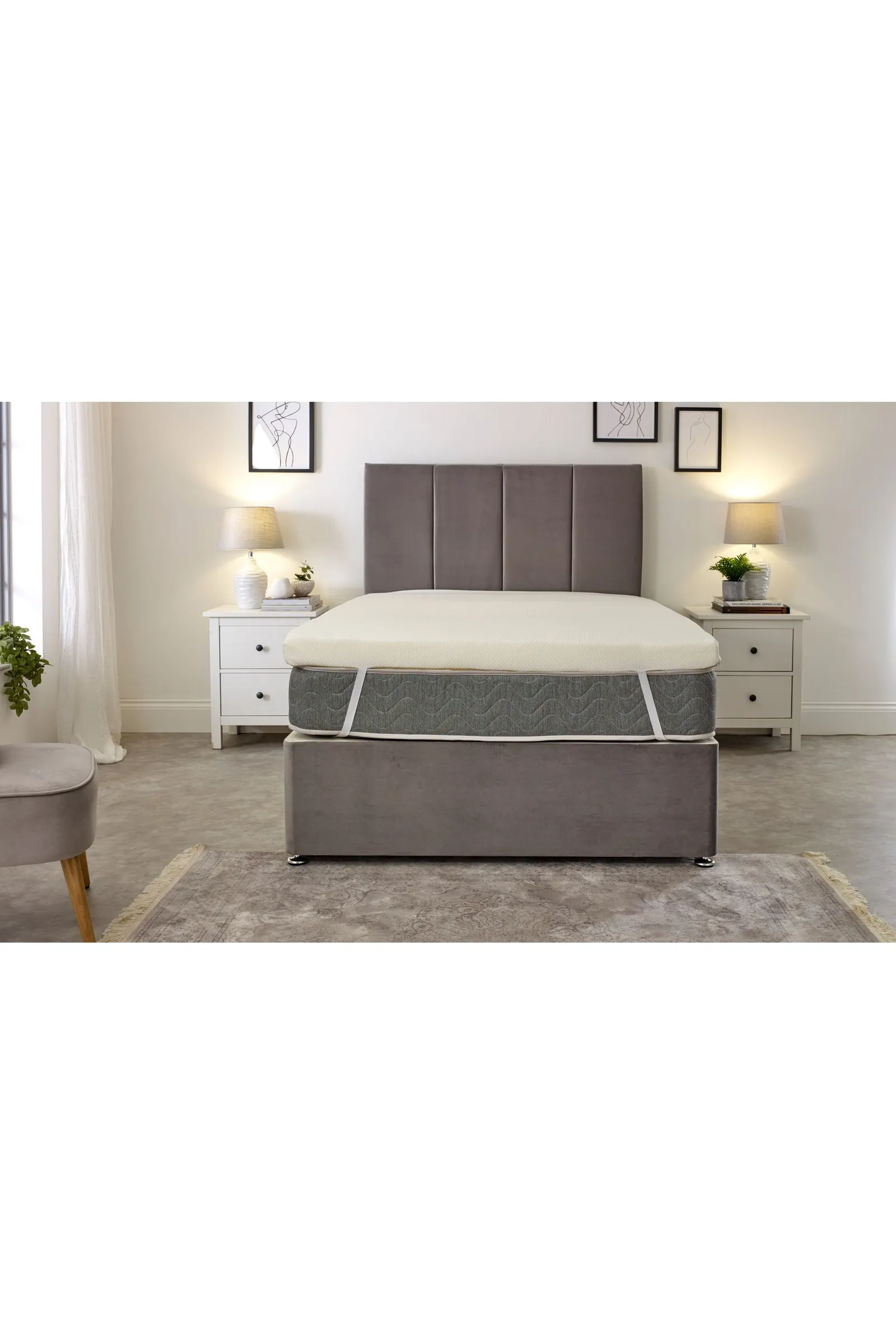 eXtreme Comfort Ltd Westwood Fabric Mattress Topper 1 Inch Deep lush Comfort Breathable in White