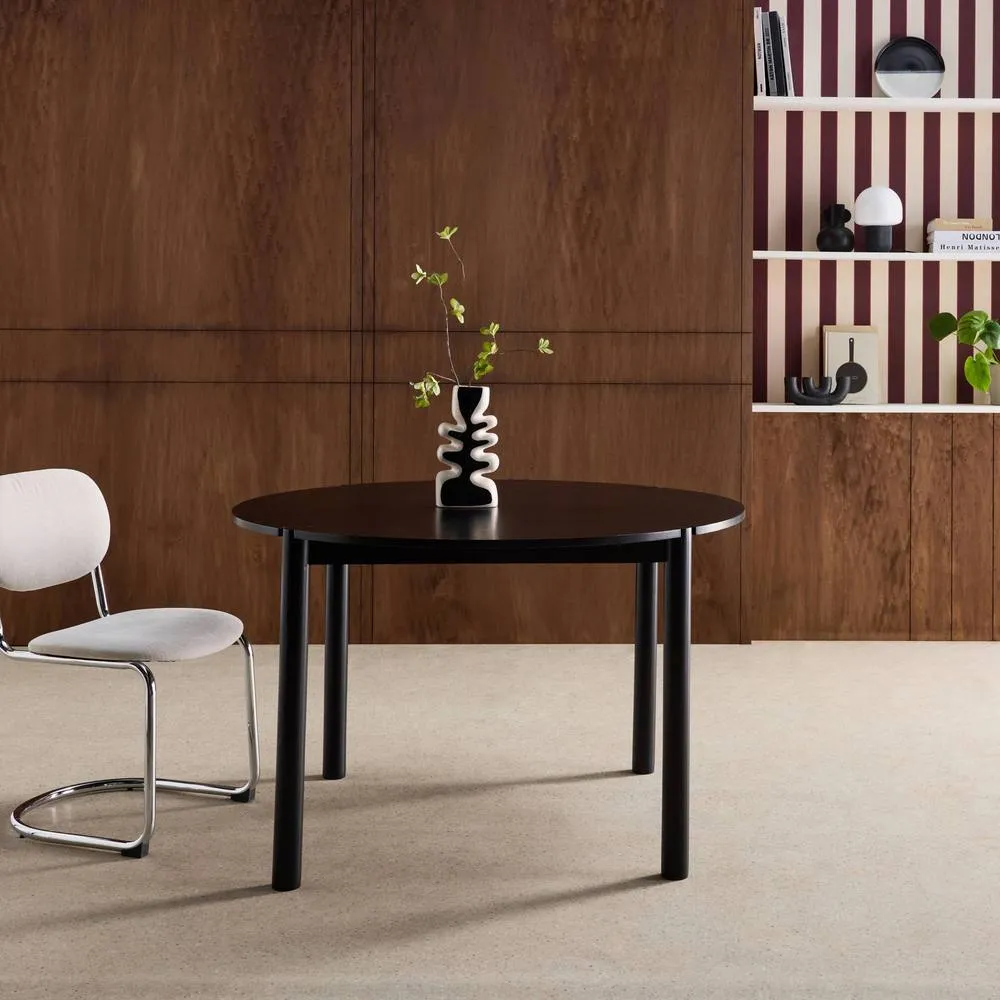 sweeek Round rubberwood dining table Ø120cm seats 4 in Black 3