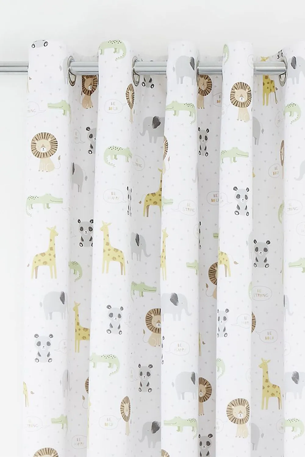 Catherine Lansfield 'Roarsome Animals' Reversible Lined Eyelet Curtains in White 2