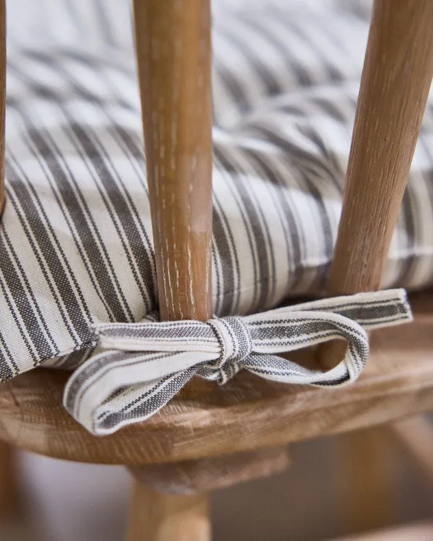 Dibor Set of 2 Grey Striped Outdoor Garden Furniture Seat Pad Cushions L40cm x W40cm 4