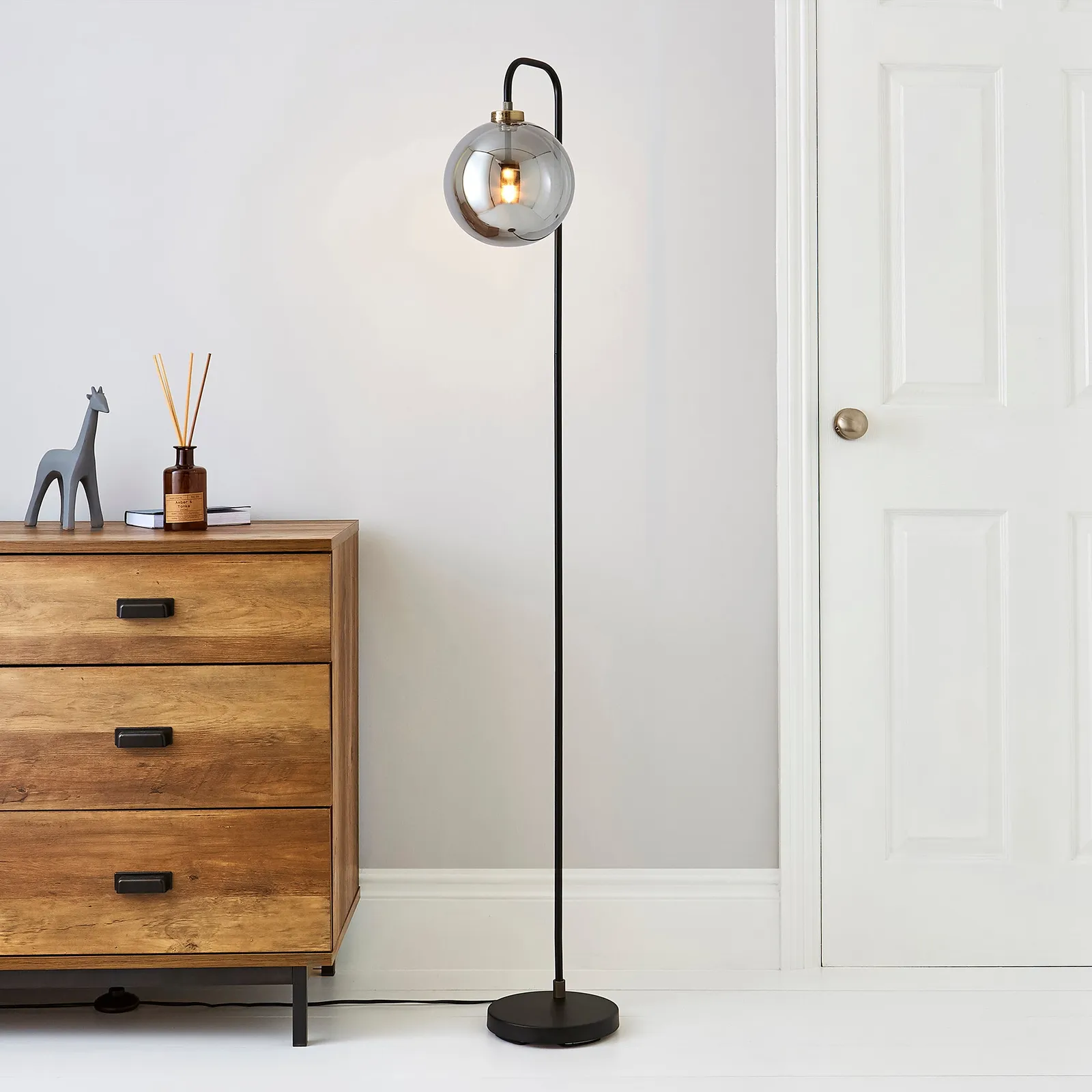 Tanner Black and Glass Floor Lamp Black
