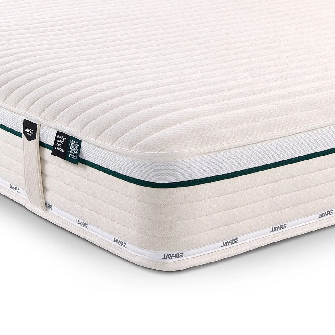 Jay-Be - King Size - Natural Fresh Bamboo Hybrid 2000 e - Pocket Pocket Spring Mattress - Fabric - Vacuum Packed - 5ft 1