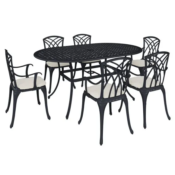 Oval 6 Seater Black Dining Set 3